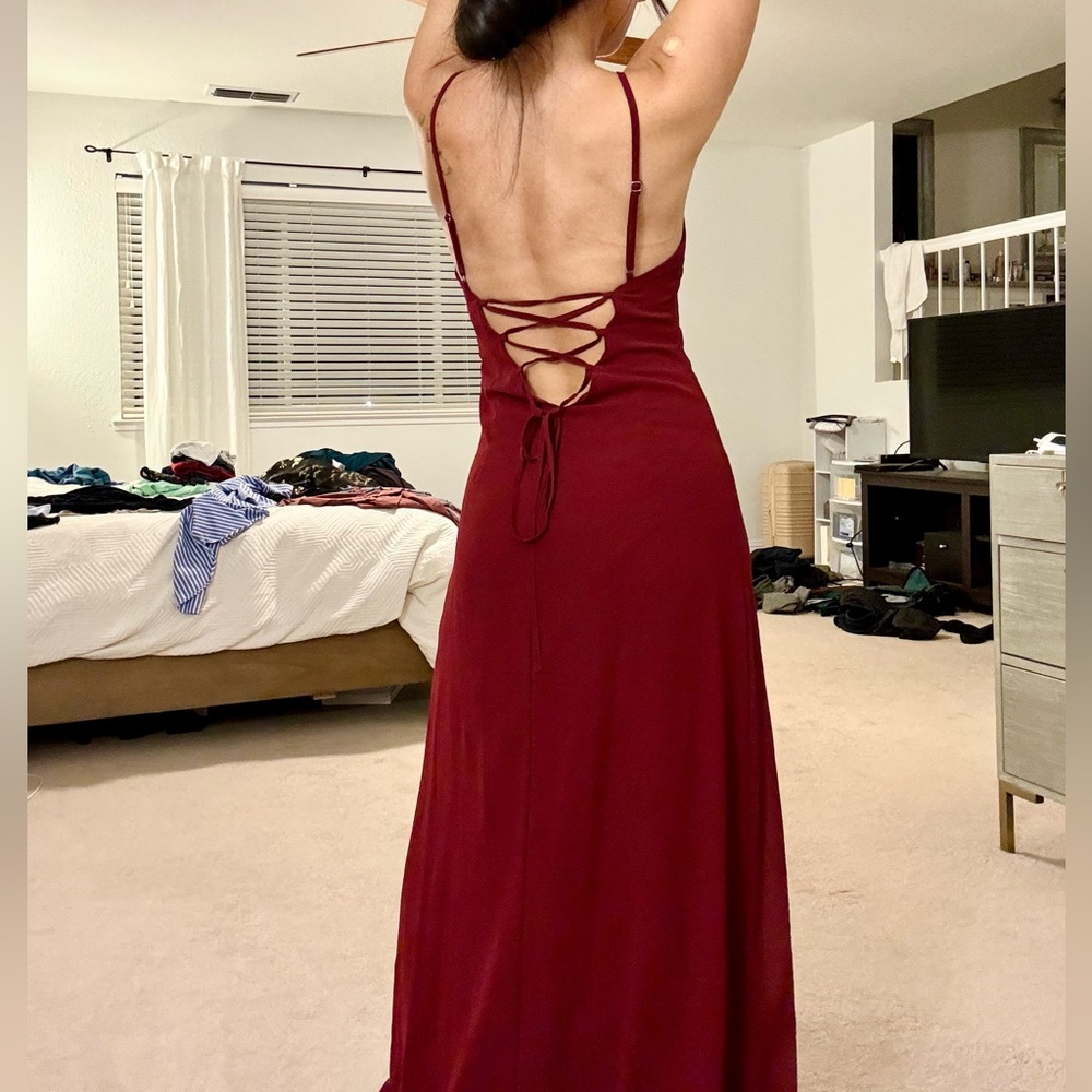 Burgundy bridesmaids / wedding guest dress. size XS